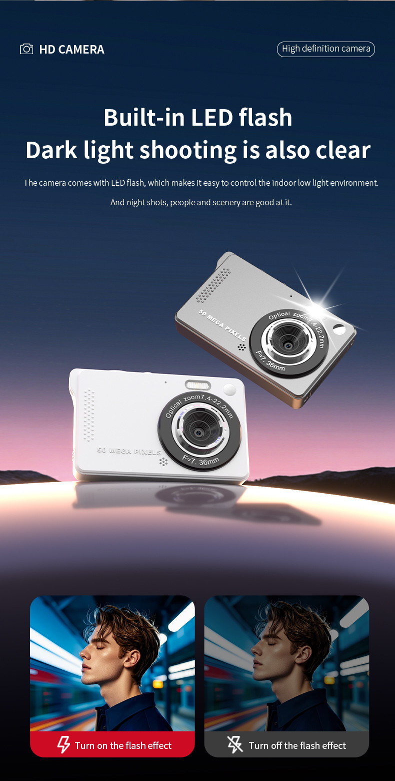 Compact Digital Camera Camcorder Point And Shoot 4K Ultra HD 44MP
