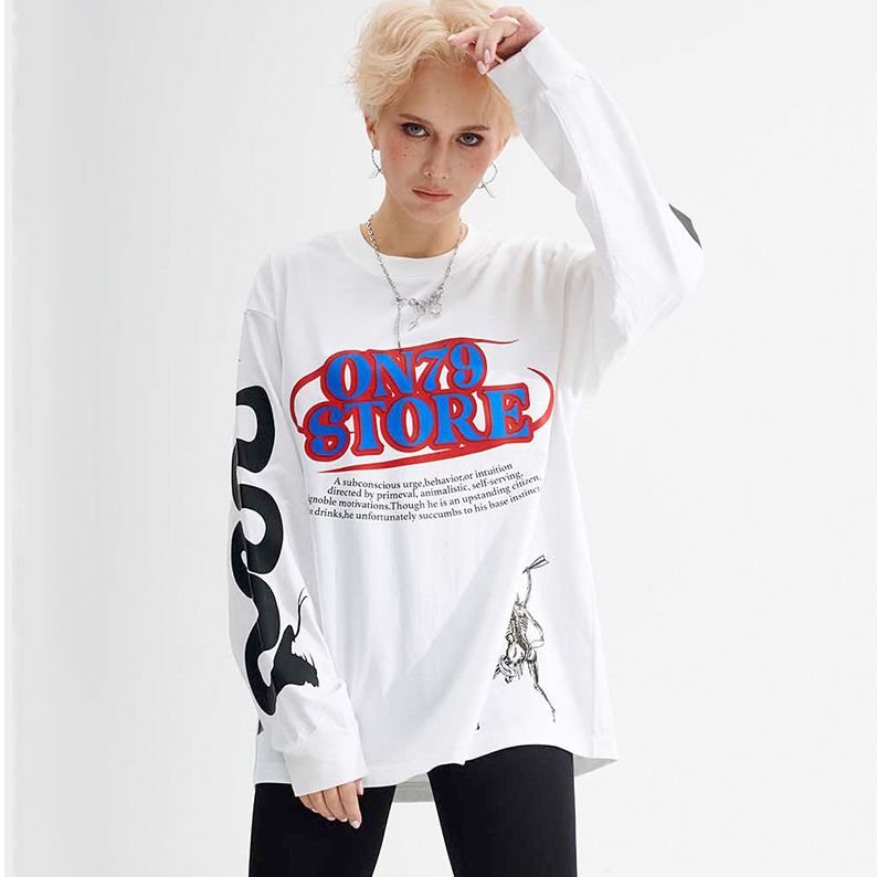 100 Percent Cotton Long Sleeve T Shirts 230gsm Heavyweight Letter Graphic For Men