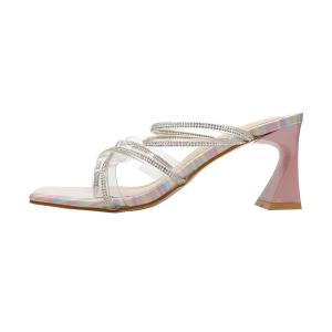 China 5569-3 Sexy Open-Toed High Heels Are Thin Rhinestone Cross Strap Sandals Thick Heel Net Celebrity Banquet Women'S Shoes wholesale