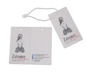 China Custom Printed Personalised Centerfold Clothing Paper Swing Tags Supplier wholesale