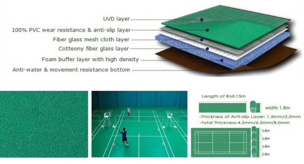 4.5mm Red PVC Sports Floor For Table Tennis Sport Moisture Proof