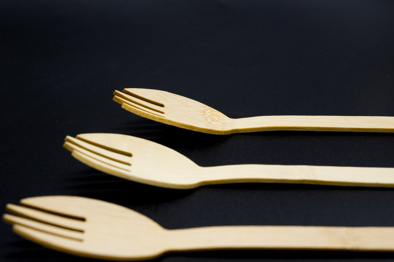 Natural Bamboo Knives Forks And Spoons Set Biodegradable Eco Friendly