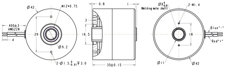 7.5W Miniature Electromagnetic Brake 42mm Diameter 35mm Thickness