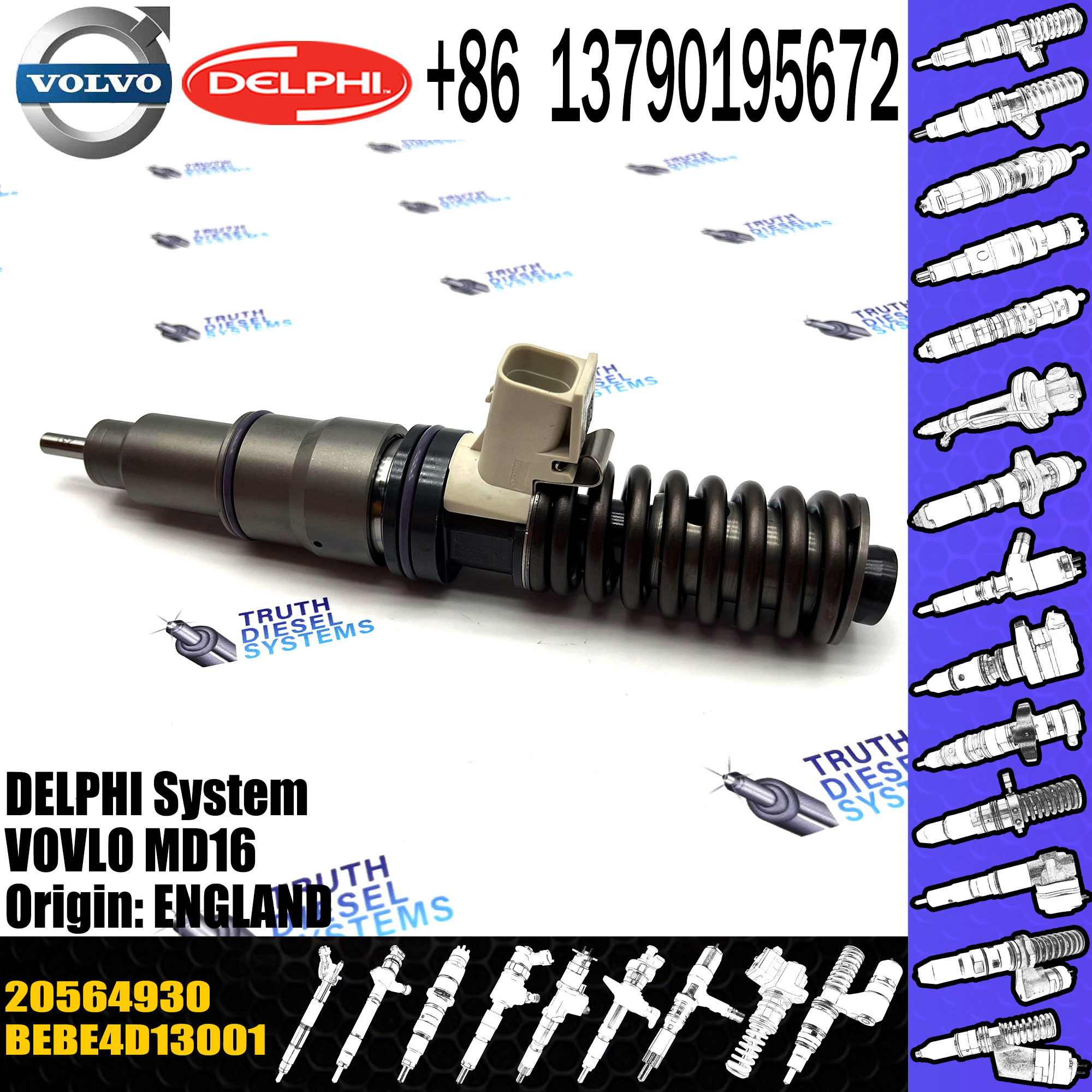 Common Rail Diesel Fuel Injector For VOL E3.18 4Pins MD16 BEBE4D13001 20564930