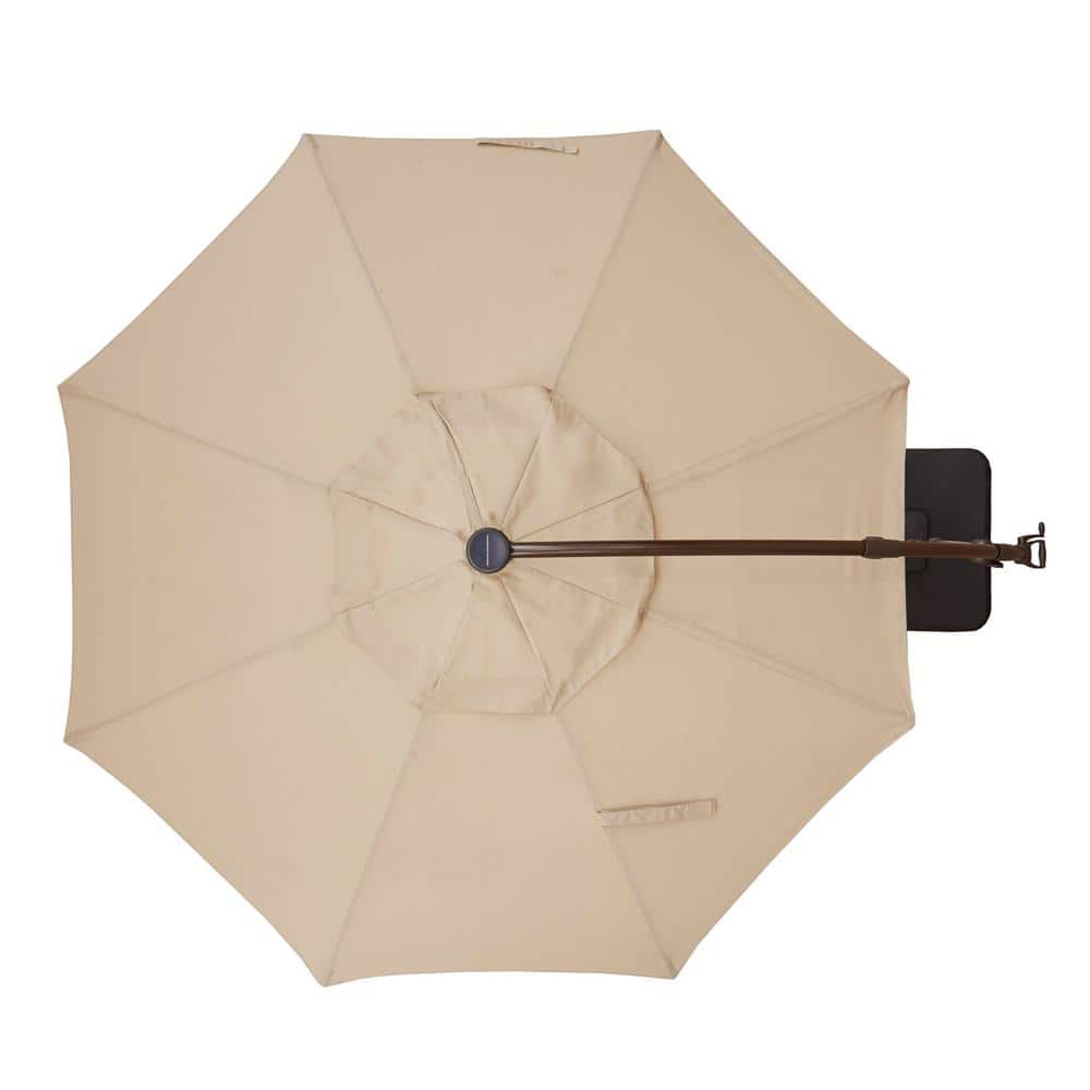 Outdoor Furniture AJUNION 11ft Waterproof Cantilever Umbrella with Solar Power LED