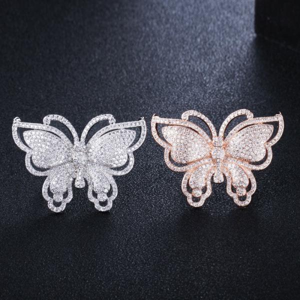 Fashion Colorful Butterfly CZ Gold Ring For Women Girls Fashion Engagement