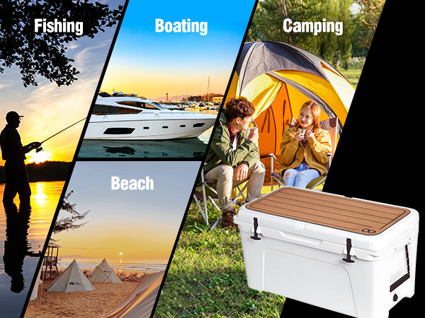YETI Tundra 75 Cooler Pad Non Slip Adhesive Foam Pads with Travel Teak Rubber Mat