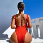 Nylon Spandex Ladies One Piece Swimsuit 90-95 Cm Hip