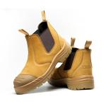 Steel Tip Chelsea Safety Shoes Brown Cow Split Leather Shoes For Men