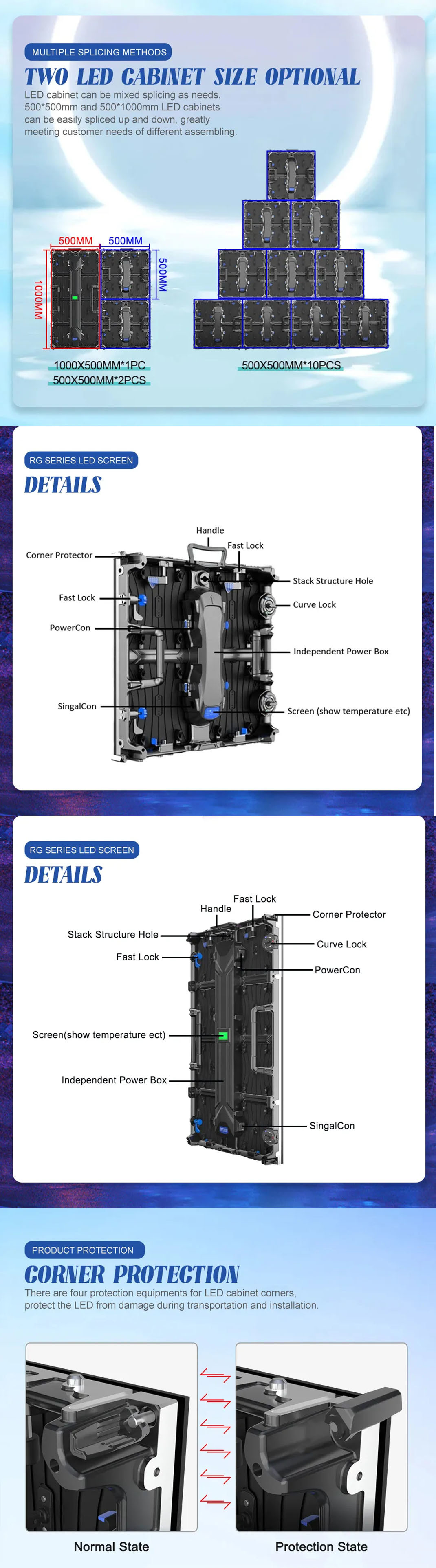 500x500 Cabinet Hanging LED Video Wall outdoor P2.6 P3.91 P4.81