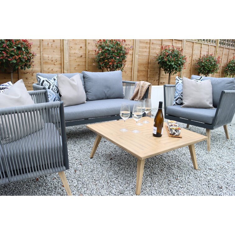 Modern Outdoor Furniture Set with Aluminum Frame and Wood Grain Finish