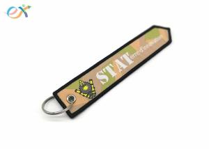China Fashionable Embroidered Woven Keychain With Metal Ring For Motorcycle wholesale