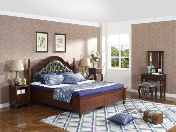 Rubber Wood made bedroom furniture Cheap malaysia imported Solid wood bed high