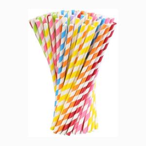 China Rainbow Stripe Paper Drinking Straws Disposable Environmental Friendly wholesale