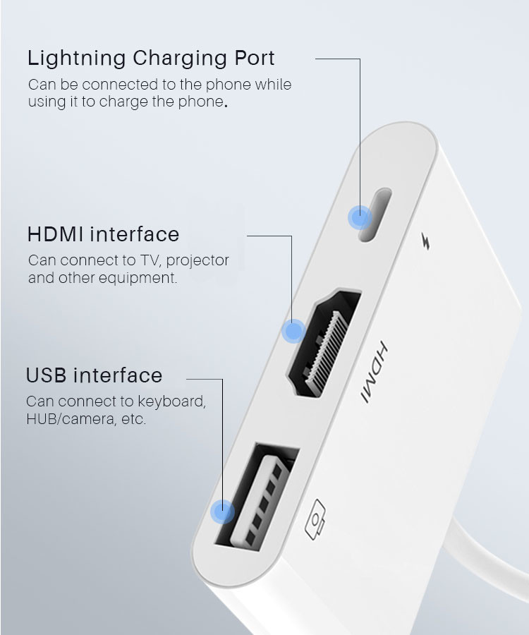 OD 3.5mm 3 In 1 USB OTG Cable Adapter 45g OTG USB HDMI Adapter