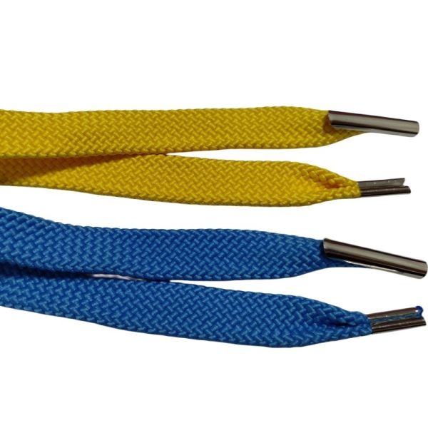 Braided Polyester Cord Colorful 15mm Flat Tubular For Handbag With Metal Aglets