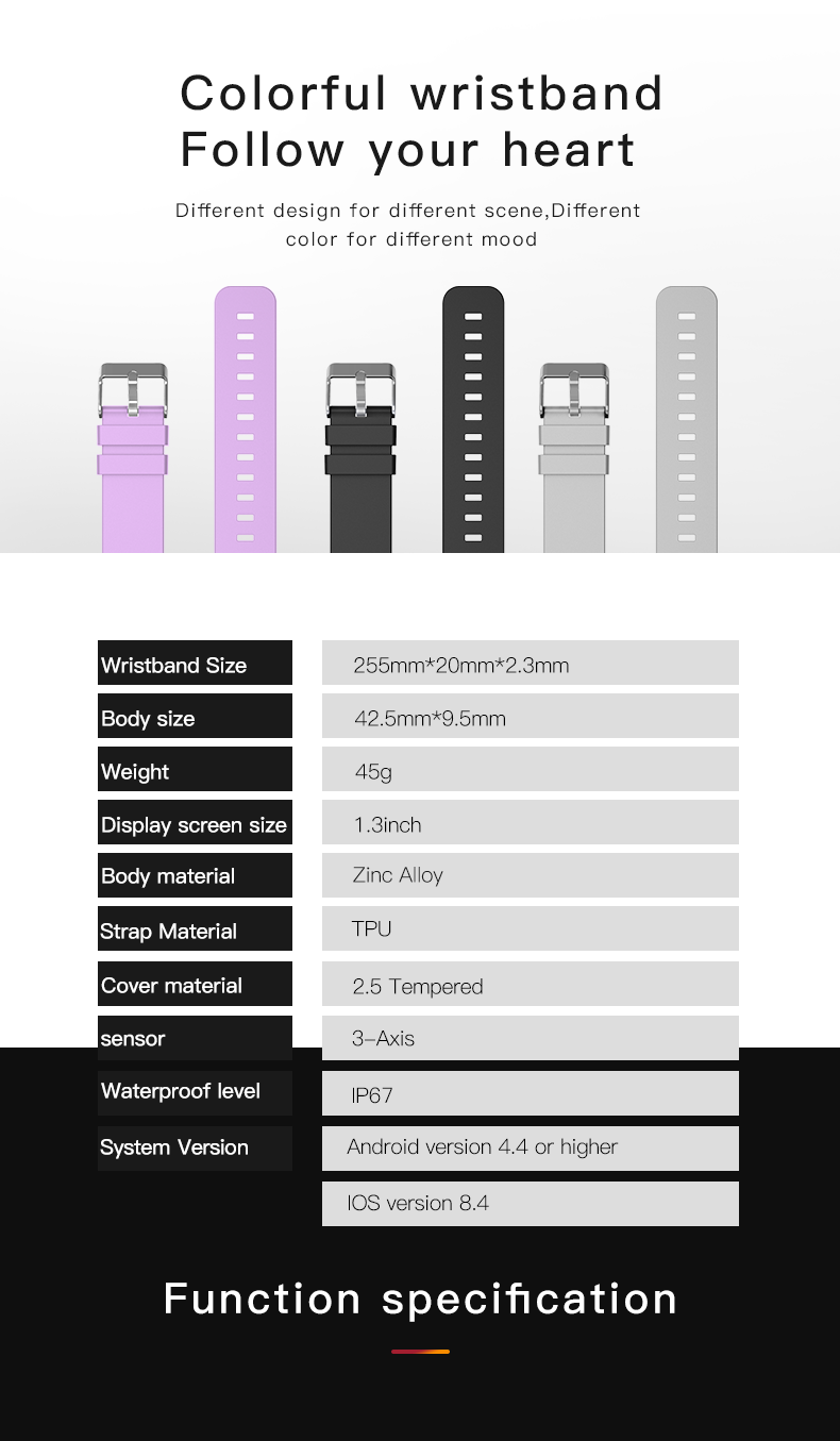 W8 Smart Watch IP67 Waterproof sleep analysis mobile positioning Exercise Walking Machine for Xiaomi
