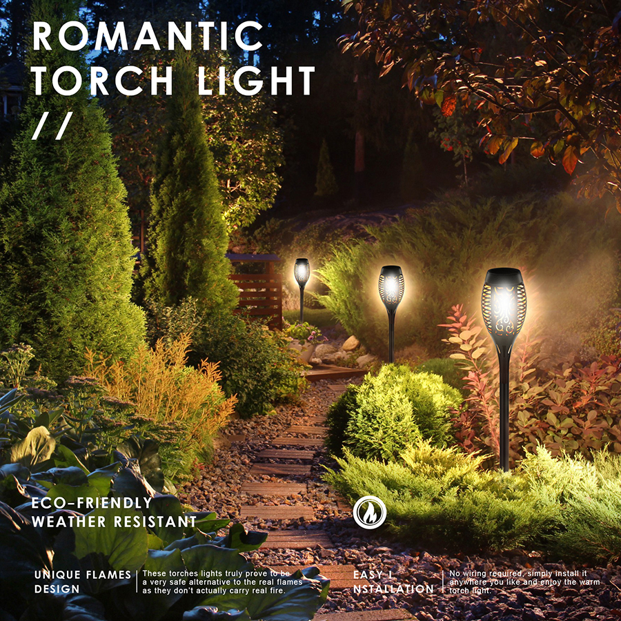 Flickering Garden Lawn Lamp IP65 Waterproof LED Street Lamp Solar Flame Torch Light For Garden Decoration Landscap