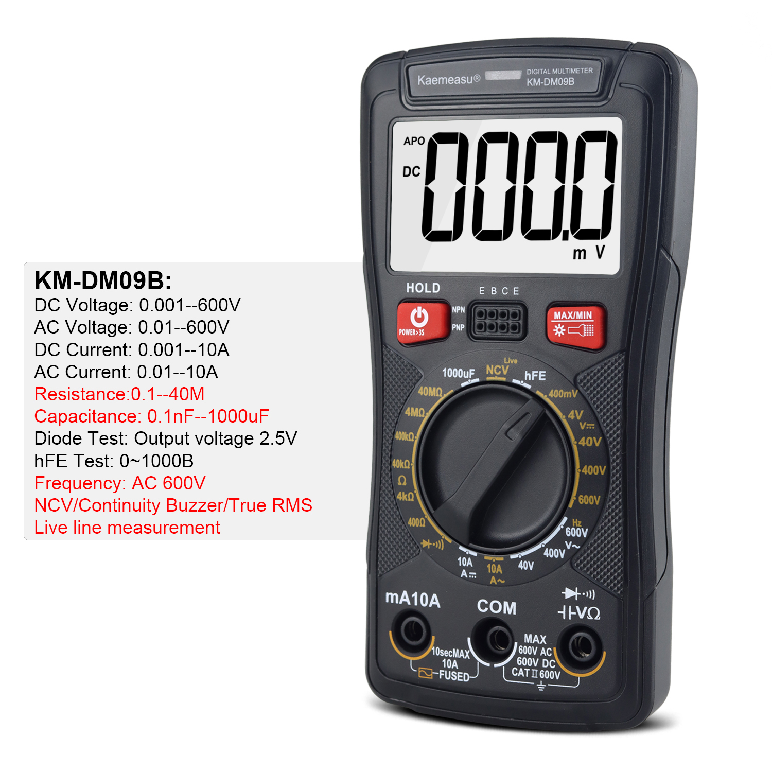 Multifunctional Digital Mini Multimeter for Measuring Resistance and Continuity 200mV-1000V 40-40mF