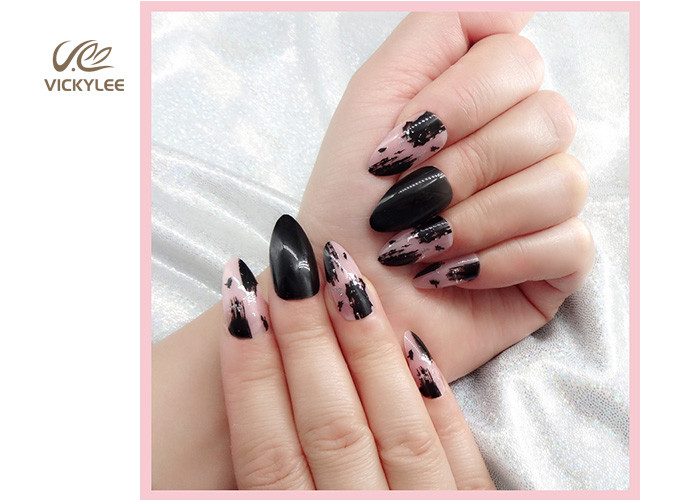 Marbling DIY Fake Nails With Glitter