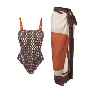 China Colorful Womens Summer Bikini Set Wire Free Three Piece Swimsuit Nylon Beachwear wholesale