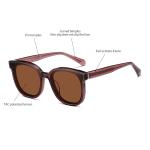 Retro Round Acetate Sunglasses Women UV400 Protective Glasses