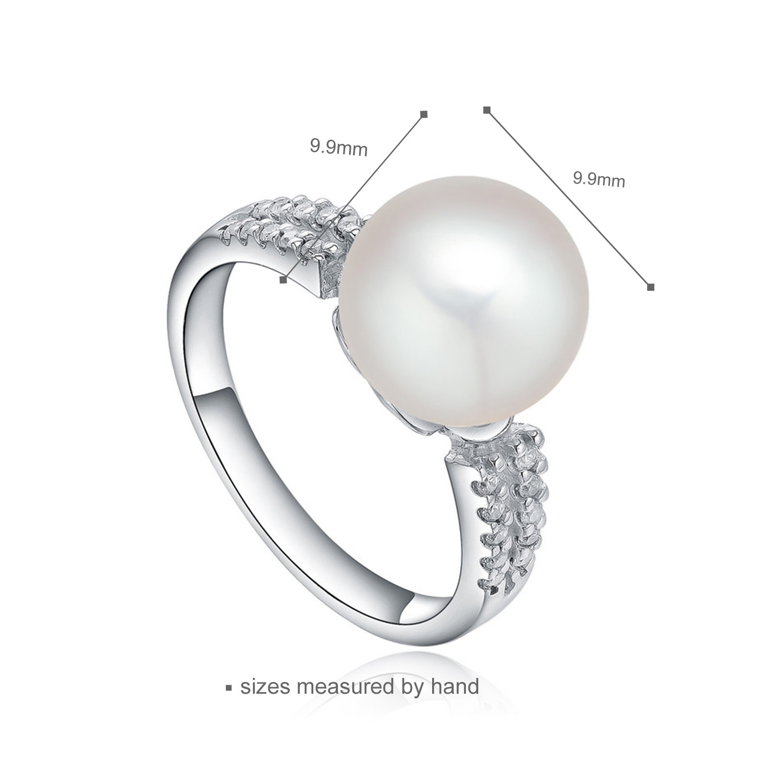 15.8mm 1.38 Gram Pearl Shaped Diamond Ring ODM Fiancée Sterling Silver Ring