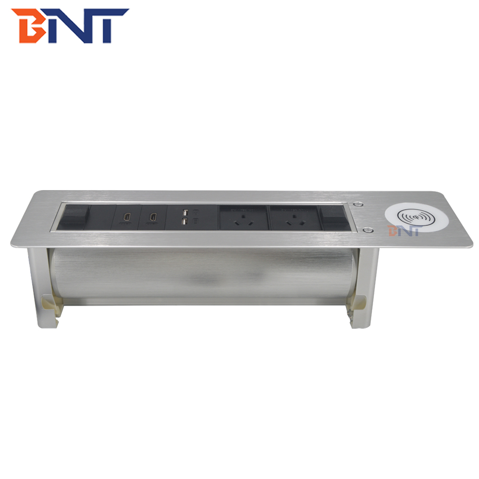 Office conference furniture table top motorised flip up switch socket