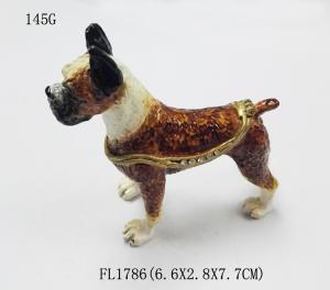 China Fashion Metal Alloy Pewter Crystal Enamel Dog Trinket Jewelry Box wholesale