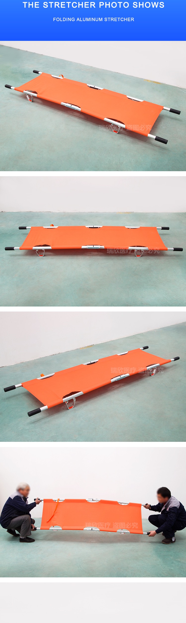 Oxford Cloth Collapsible Stretcher Ambulance Orange For Emergency Rescue