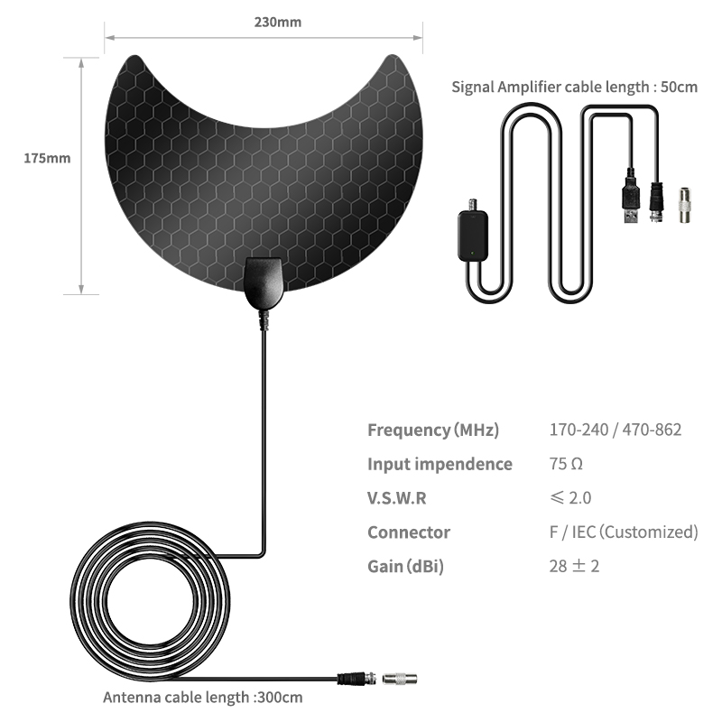 Smart Wireless Indoor TV Antenna Long Range and Adhersive Mount for Optimal Reception