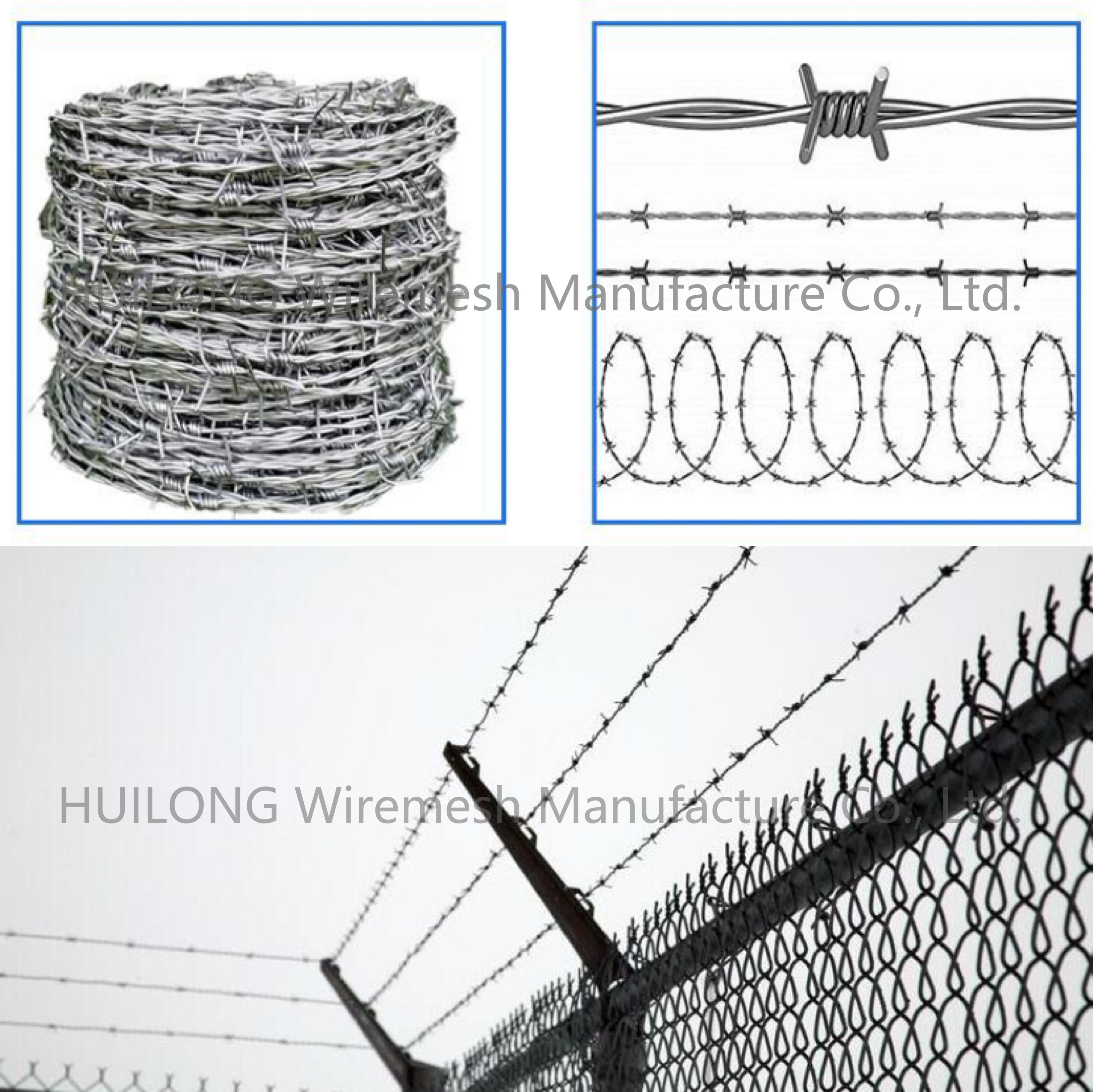 5inch Spacing Barbed Wire Roll Heavy Duty Galvanized 17 Gauge 4 point