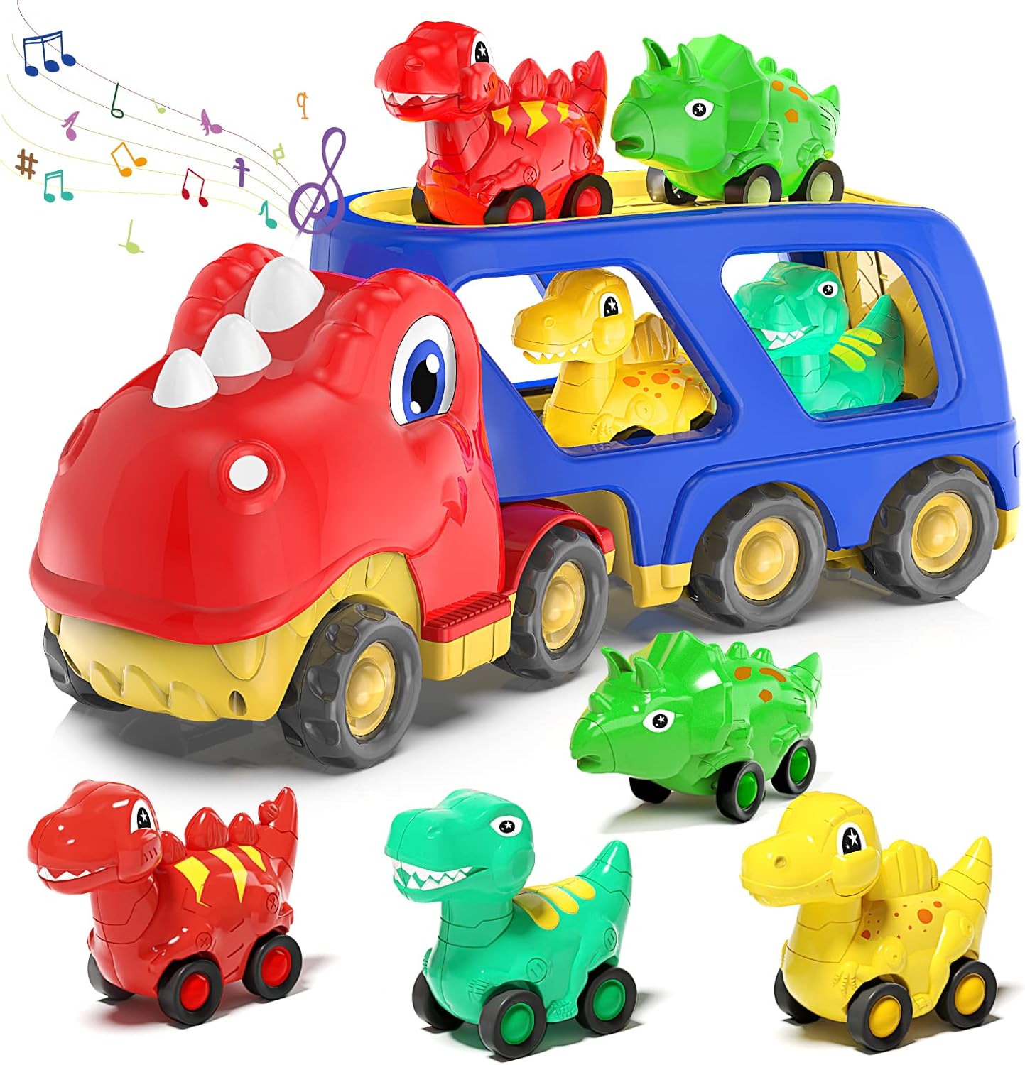 Battery-Free Friction Power Dino Transport Carrier Truck Ideal for 18M Boys 1 24 Scale