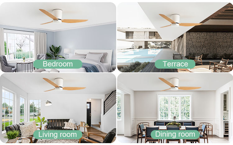 Customizable Lighting 52-inch Flush Mount Ceiling Fan with Remote and 3 Color LED Light