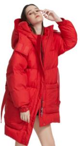 China Plus Size Women's Heavy Down Jacket , 100% Polyester Shell Fluffy Hood Coat wholesale
