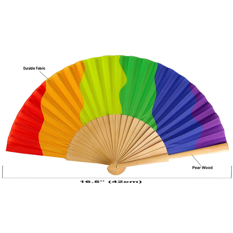 Spanish Personalised Fancy Cloth Custom Cherry Wood Folding Fan