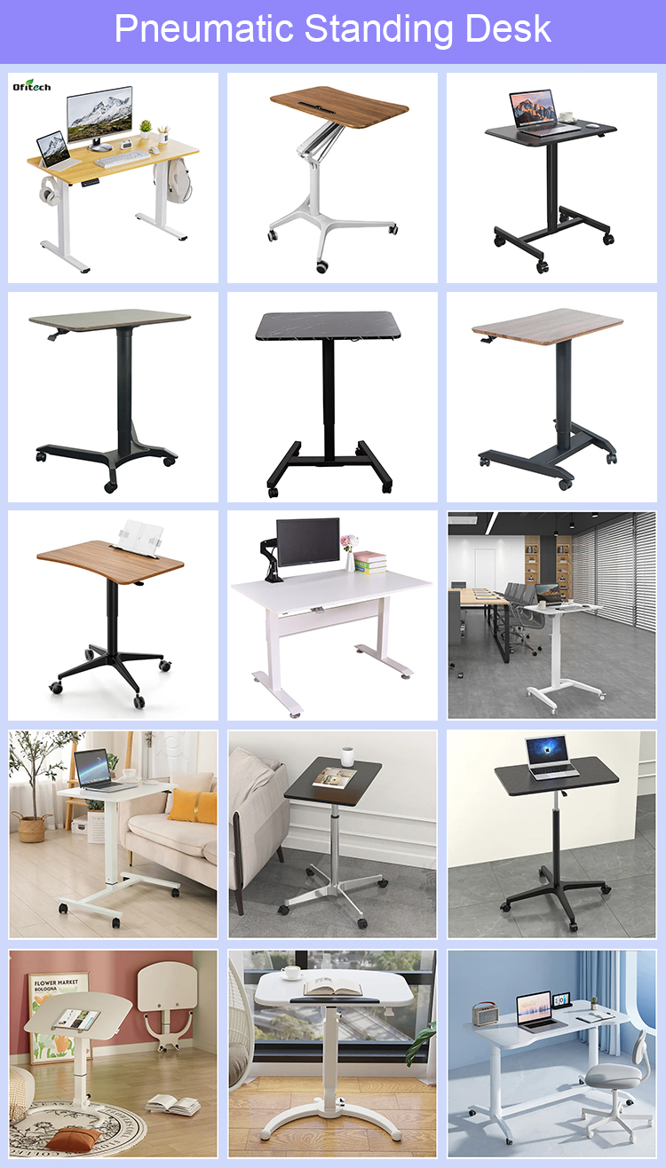 Mail Packing Eco-Friendly Partical Board Office Desk with Pneumatic Height Adjustment