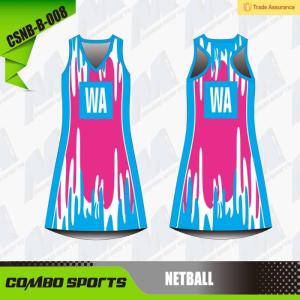 China 100% Polyester Netball A Line Dress 45cm Neckline Custom Uniforms wholesale