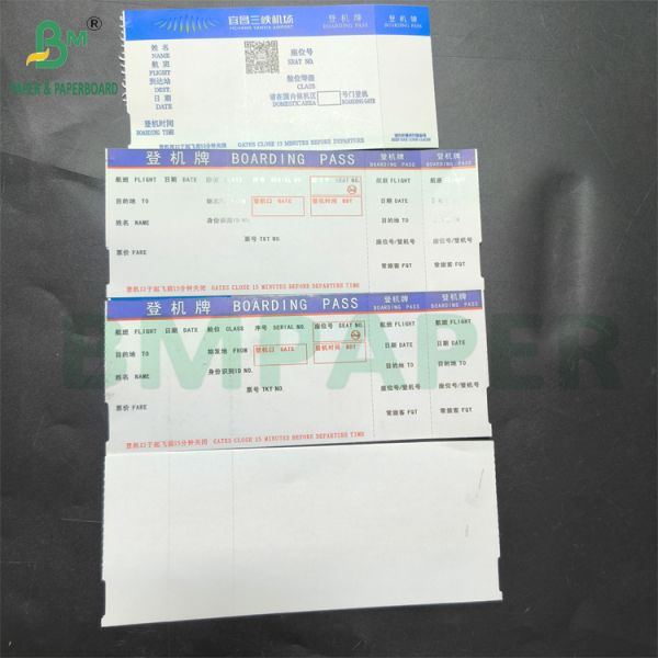 White Blank Printable Boarding Pass Card 175gsm 18.8 X 8.3cm Serrated