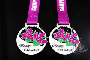 China Flower Logo Double Side Sports Metal Award Marathon Medals For Schools Environmental Friendly wholesale