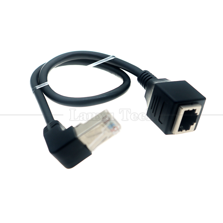 OEM STP UTP 90 Degree Right Angle RJ45 8P8C Male to RJ45 Female Socket Cat5e Ethernet Cable
