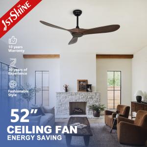 China Living Room Large Airflow Solid Wood Ceiling Fan Without Light Quite Dc Motor In 52 Inches Diameter wholesale