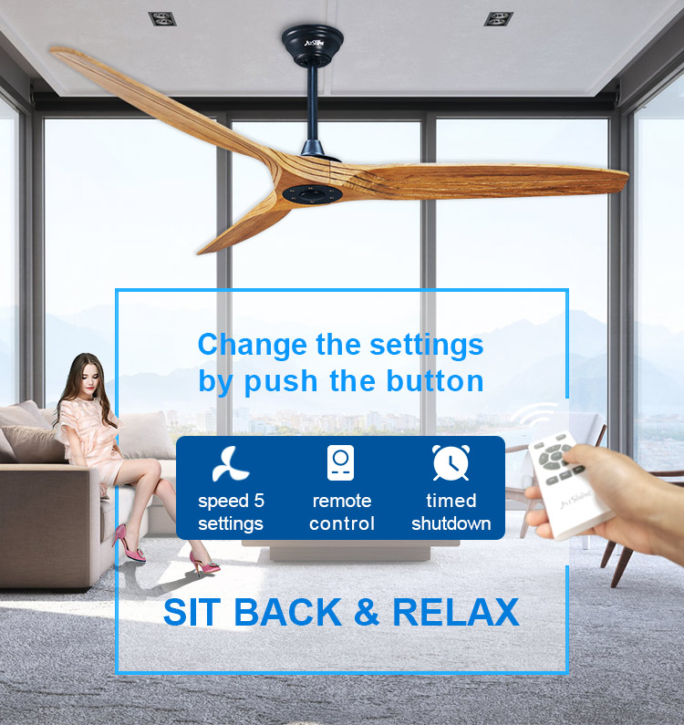 Modern Style Metal Ceiling Fan with Three Wooden Blades Lower Noise and Affordable