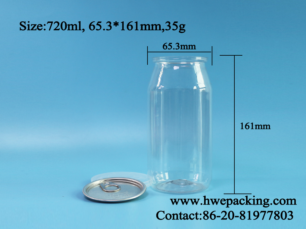 Sweets Seafood Dry Food Packaging Empty Plastic PET Can With Lids Custom Made 24oz