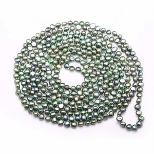 China Green 7-8mm Freshwater Cultured Potato Shape Pearls Necklace 100 inches (FN08284GREEN) wholesale
