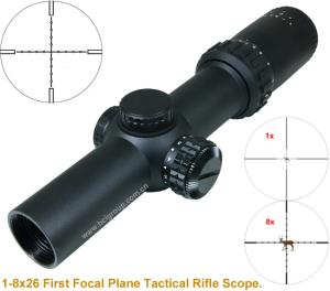 China 1-8x26mm IR tactical riflescope long eye relief riflescope wholesale