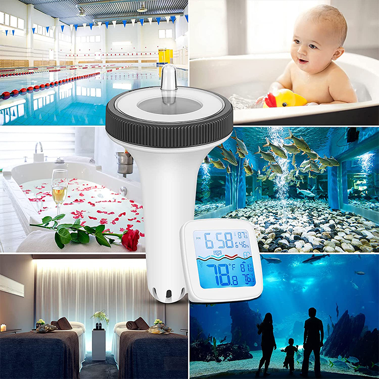 WT0128 Customized Support Indoor And Outdoor Solar Powered Wireless Digital Pond Or Floating Pool Thermometer
