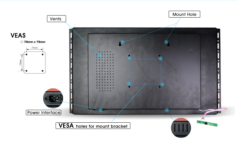 Low Power Consumption Battery Lcd Screen , 800*480 Lcd Media Player