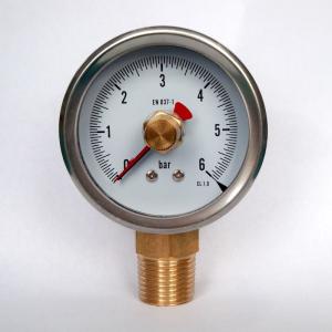 China 316 SS Liquid Filled Pressure Gauge 2.5 Inches 6 Bar Oil Manometer Bottom Mount wholesale