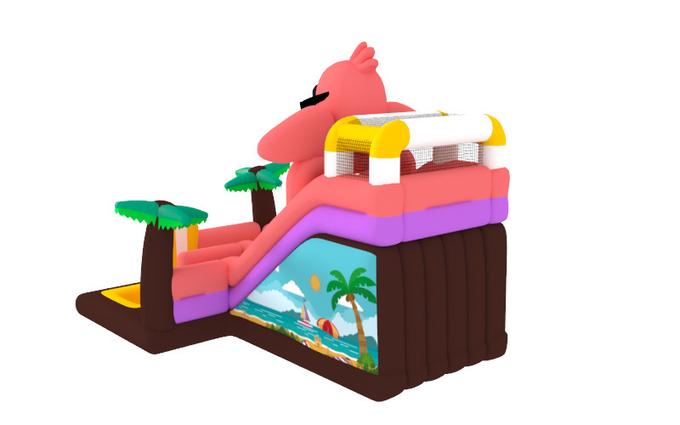 Pink Flamingo Theme Inflatable Slide Amusement Park Inflatable Slide Toys For Kids And Adults